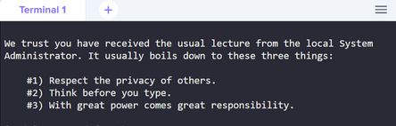 Tux the Linux penguin mascot reminding us that with great power comes great responsibility